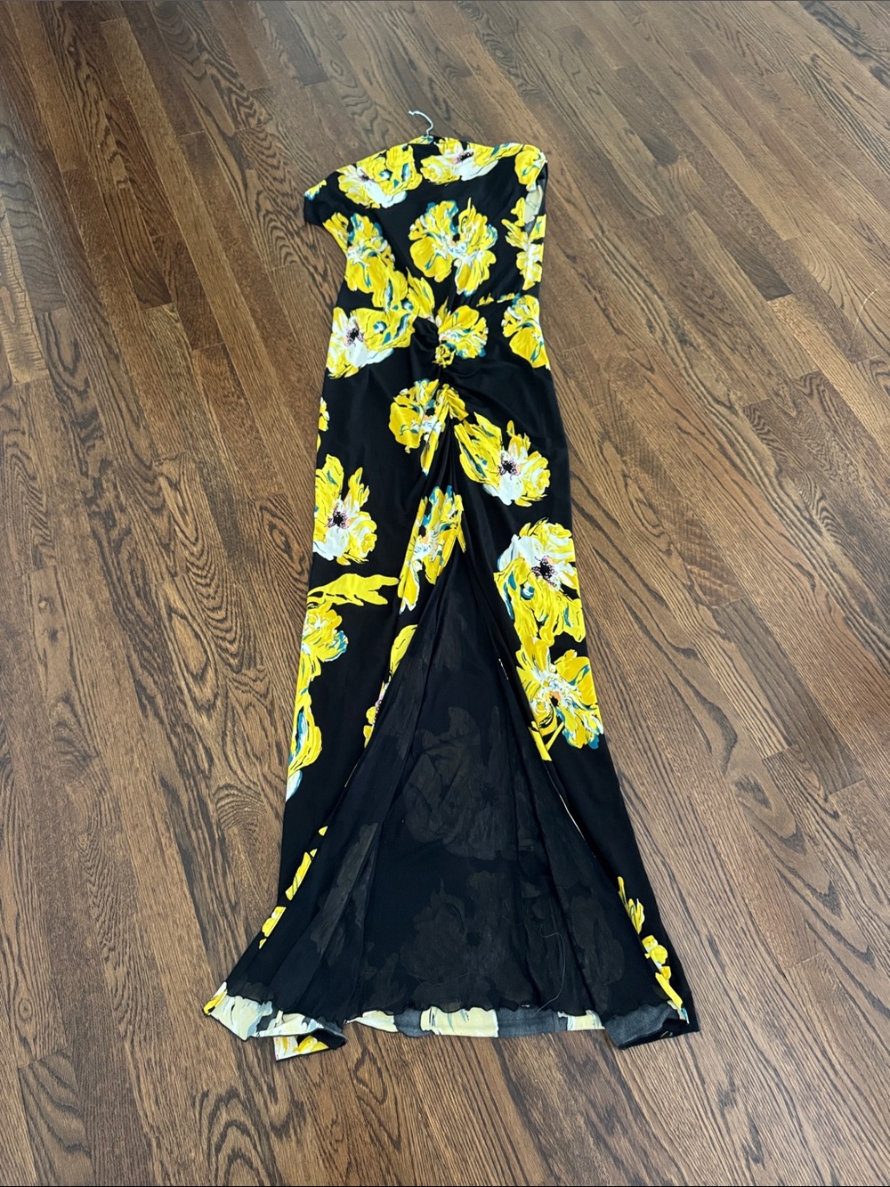 Diane Von Furstenberg Black Maxi Dress with Yellow Floral Motif - Picture 6 of 7
